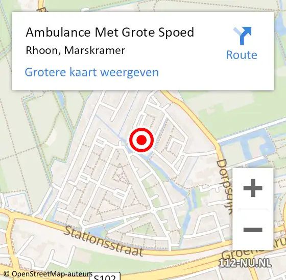 Locatie op kaart van de 112 melding: Ambulance Met Grote Spoed Naar Rhoon, Marskramer op 13 mei 2023 20:27