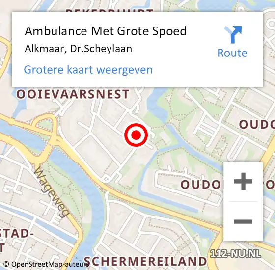 Locatie op kaart van de 112 melding: Ambulance Met Grote Spoed Naar Alkmaar, Dr.Scheylaan op 13 mei 2023 20:44