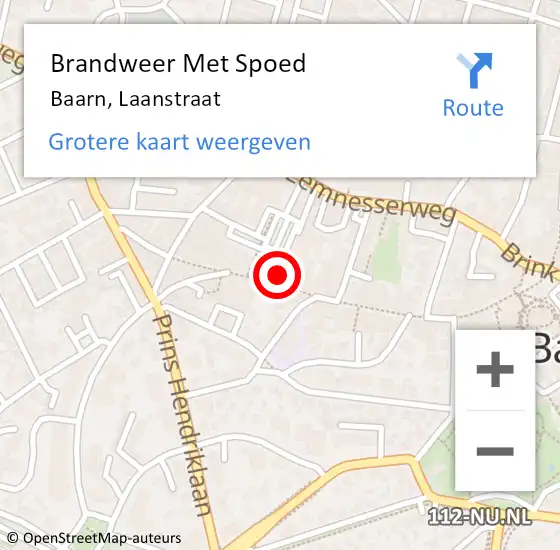 Locatie op kaart van de 112 melding: Brandweer Met Spoed Naar Baarn, Laanstraat op 13 mei 2023 20:55