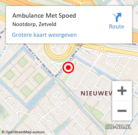 Locatie op kaart van de 112 melding: Ambulance Met Spoed Naar Nootdorp, Zetveld op 13 mei 2023 20:57