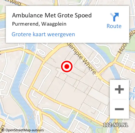 Locatie op kaart van de 112 melding: Ambulance Met Grote Spoed Naar Purmerend, Waagplein op 13 mei 2023 21:10