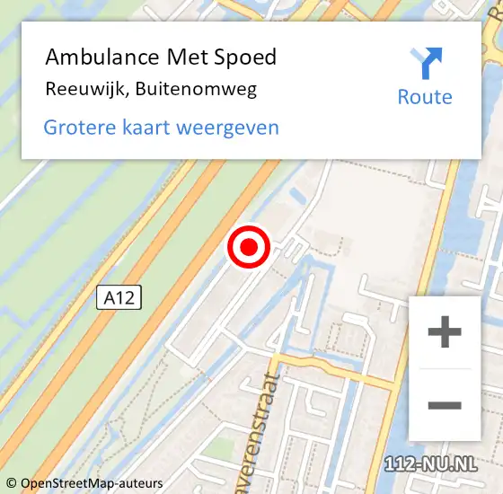 Locatie op kaart van de 112 melding: Ambulance Met Spoed Naar Reeuwijk, Buitenomweg op 13 mei 2023 21:16