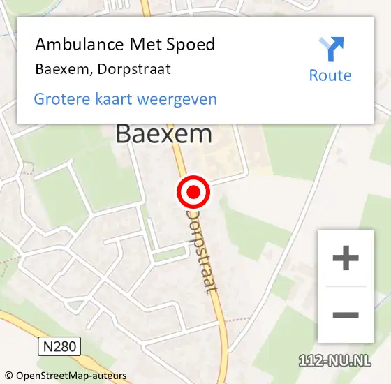 Locatie op kaart van de 112 melding: Ambulance Met Spoed Naar Baexem, Dorpstraat op 25 augustus 2014 12:32