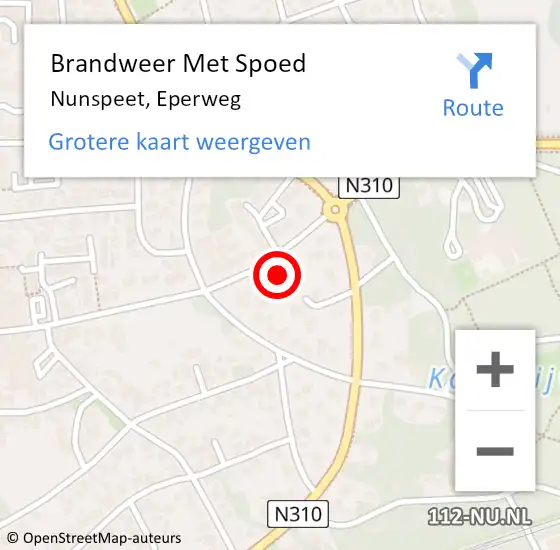 Locatie op kaart van de 112 melding: Brandweer Met Spoed Naar Nunspeet, Eperweg op 13 mei 2023 21:31