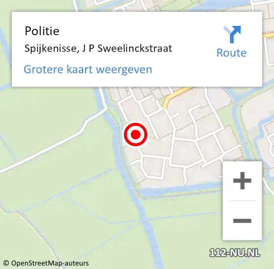 Locatie op kaart van de 112 melding: Politie Spijkenisse, J P Sweelinckstraat op 13 mei 2023 21:37