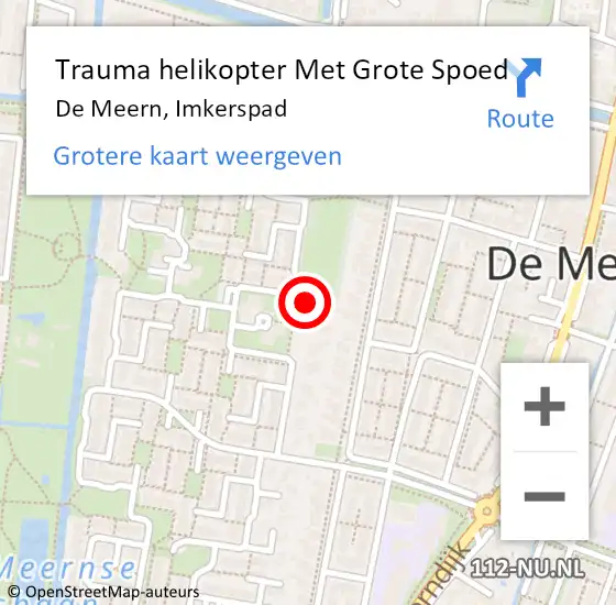 Locatie op kaart van de 112 melding: Trauma helikopter Met Grote Spoed Naar De Meern, Imkerspad op 13 mei 2023 21:43