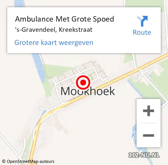 Locatie op kaart van de 112 melding: Ambulance Met Grote Spoed Naar 's-Gravendeel, Kreekstraat op 13 mei 2023 21:48
