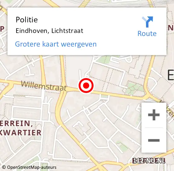 Locatie op kaart van de 112 melding: Politie Eindhoven, Lichtstraat op 13 mei 2023 22:00