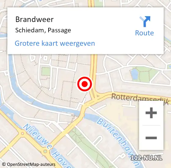 Locatie op kaart van de 112 melding: Brandweer Schiedam, Passage op 13 mei 2023 22:48