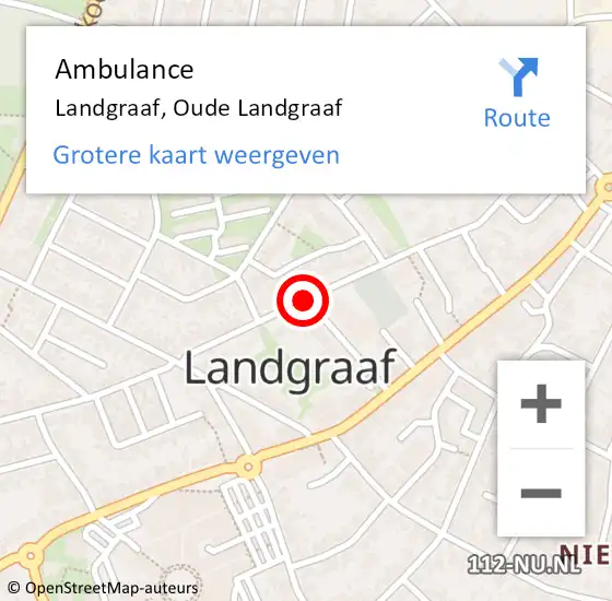 Locatie op kaart van de 112 melding: Ambulance Landgraaf, Oude Landgraaf op 25 augustus 2014 12:36