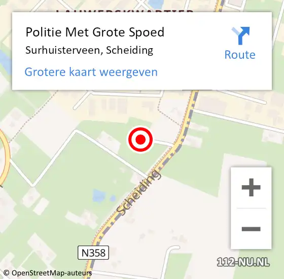 Locatie op kaart van de 112 melding: Politie Met Grote Spoed Naar Surhuisterveen, Scheiding op 13 mei 2023 23:02