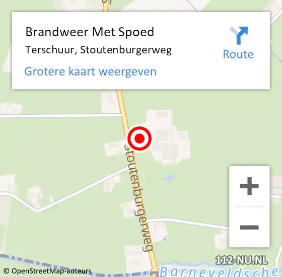 Locatie op kaart van de 112 melding: Brandweer Met Spoed Naar Terschuur, Stoutenburgerweg op 13 mei 2023 23:23