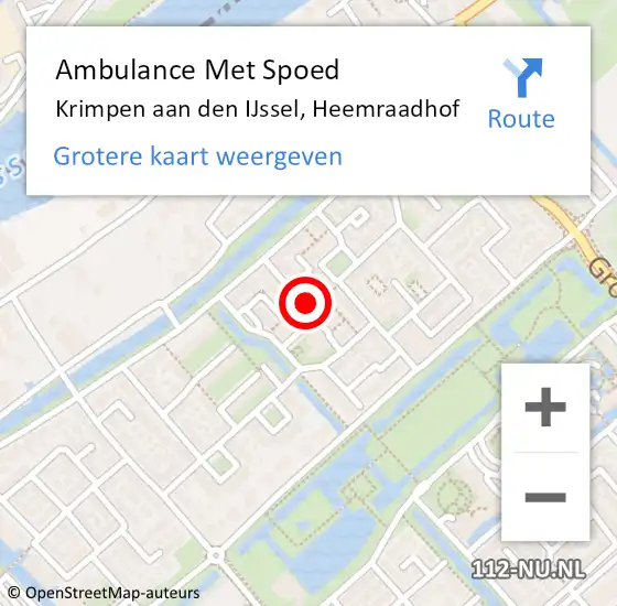 Locatie op kaart van de 112 melding: Ambulance Met Spoed Naar Krimpen aan den IJssel, Heemraadhof op 14 mei 2023 00:40