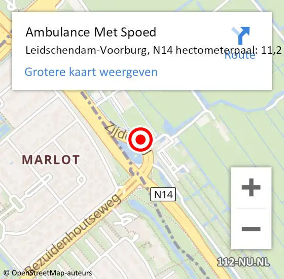 Locatie op kaart van de 112 melding: Ambulance Met Spoed Naar Leidschendam-Voorburg, N14 hectometerpaal: 11,2 op 14 mei 2023 00:55