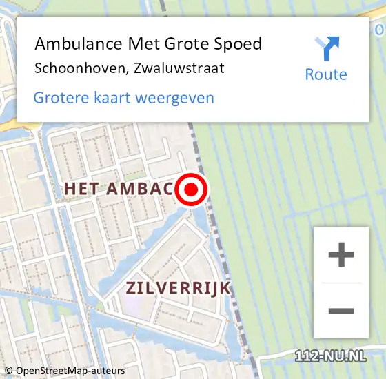 Locatie op kaart van de 112 melding: Ambulance Met Grote Spoed Naar Schoonhoven, Zwaluwstraat op 14 mei 2023 02:22