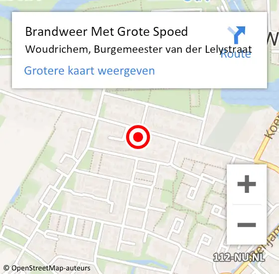 Locatie op kaart van de 112 melding: Brandweer Met Grote Spoed Naar Woudrichem, Burgemeester van der Lelystraat op 14 mei 2023 03:00