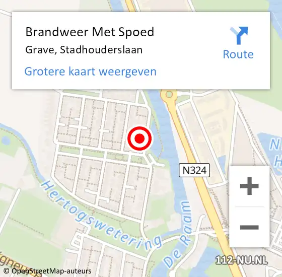 Locatie op kaart van de 112 melding: Brandweer Met Spoed Naar Grave, Stadhouderslaan op 14 mei 2023 03:08