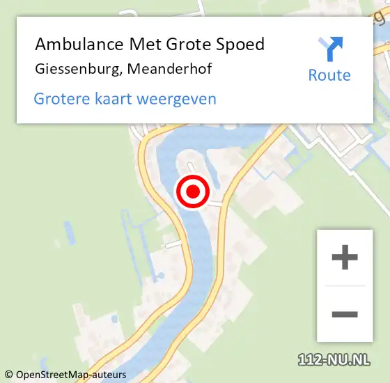 Locatie op kaart van de 112 melding: Ambulance Met Grote Spoed Naar Giessenburg, Meanderhof op 14 mei 2023 03:44