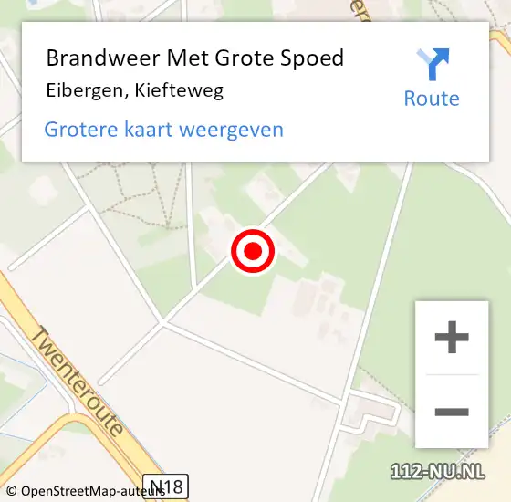 Locatie op kaart van de 112 melding: Brandweer Met Grote Spoed Naar Eibergen, Kiefteweg op 14 mei 2023 04:21