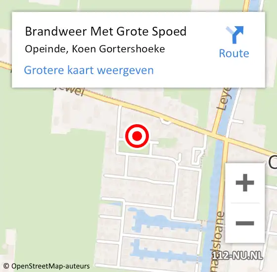 Locatie op kaart van de 112 melding: Brandweer Met Grote Spoed Naar Opeinde, Koen Gortershoeke op 14 mei 2023 05:03