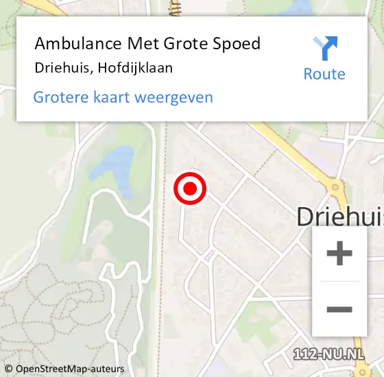 Locatie op kaart van de 112 melding: Ambulance Met Grote Spoed Naar Driehuis, Hofdijklaan op 14 mei 2023 05:25