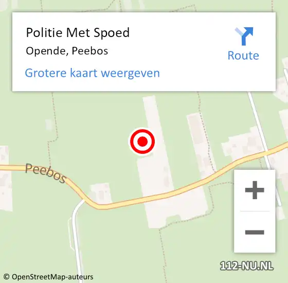 Locatie op kaart van de 112 melding: Politie Met Spoed Naar Opende, Peebos op 14 mei 2023 06:31