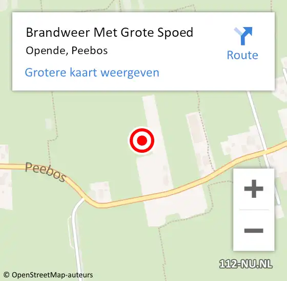 Locatie op kaart van de 112 melding: Brandweer Met Grote Spoed Naar Opende, Peebos op 14 mei 2023 06:32