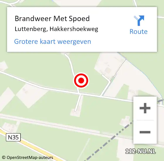 Locatie op kaart van de 112 melding: Brandweer Met Spoed Naar Luttenberg, Hakkershoekweg op 14 mei 2023 06:54