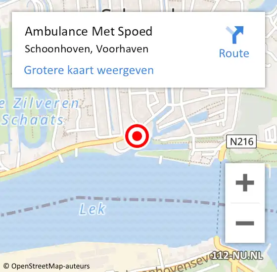 Locatie op kaart van de 112 melding: Ambulance Met Spoed Naar Schoonhoven, Voorhaven op 14 mei 2023 07:05