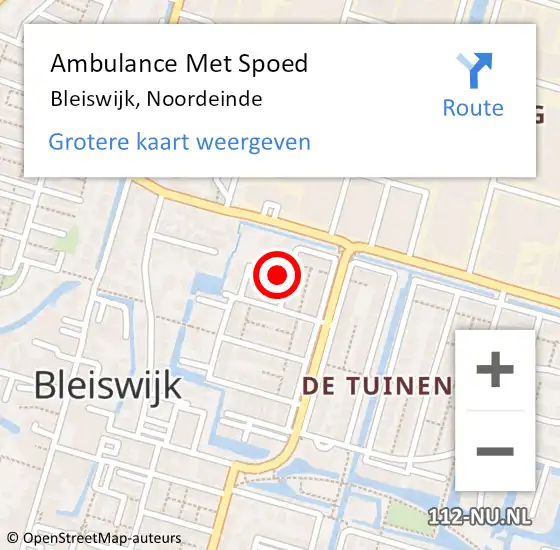 Locatie op kaart van de 112 melding: Ambulance Met Spoed Naar Bleiswijk, Noordeinde op 14 mei 2023 07:34