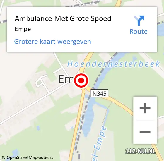 Locatie op kaart van de 112 melding: Ambulance Met Grote Spoed Naar Empe op 14 mei 2023 08:47
