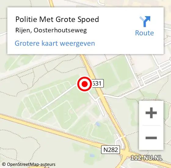 Locatie op kaart van de 112 melding: Politie Met Grote Spoed Naar Rijen, Oosterhoutseweg op 14 mei 2023 10:08