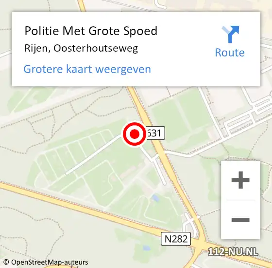 Locatie op kaart van de 112 melding: Politie Met Grote Spoed Naar Rijen, Oosterhoutseweg op 14 mei 2023 10:09