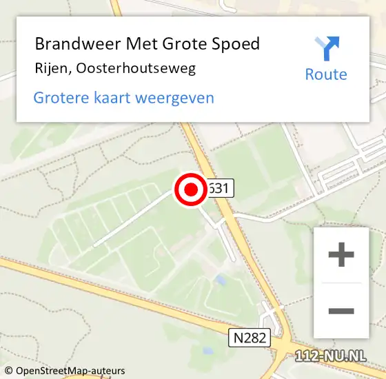 Locatie op kaart van de 112 melding: Brandweer Met Grote Spoed Naar Rijen, Oosterhoutseweg op 14 mei 2023 10:09