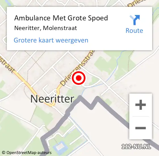 Locatie op kaart van de 112 melding: Ambulance Met Grote Spoed Naar Neeritter, Molenstraat op 14 mei 2023 10:33