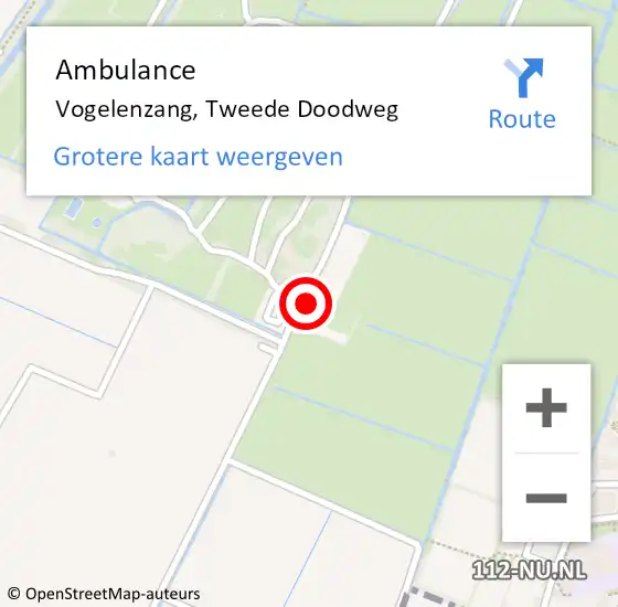 Locatie op kaart van de 112 melding: Ambulance Vogelenzang, Tweede Doodweg op 14 mei 2023 11:04