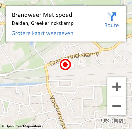 Locatie op kaart van de 112 melding: Brandweer Met Spoed Naar Delden, Greekerinckskamp op 14 mei 2023 11:10