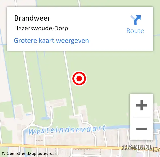 Locatie op kaart van de 112 melding: Brandweer Hazerswoude-Dorp op 14 mei 2023 11:22