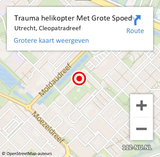 Locatie op kaart van de 112 melding: Trauma helikopter Met Grote Spoed Naar Utrecht, Cleopatradreef op 14 mei 2023 11:23