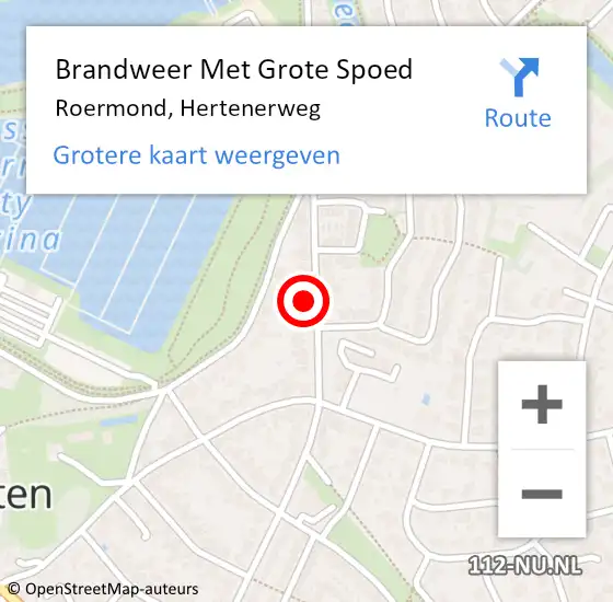 Locatie op kaart van de 112 melding: Brandweer Met Grote Spoed Naar Roermond, Hertenerweg op 14 mei 2023 11:46