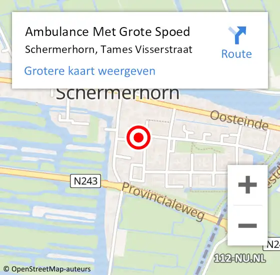 Locatie op kaart van de 112 melding: Ambulance Met Grote Spoed Naar Schermerhorn, Tames Visserstraat op 14 mei 2023 11:47