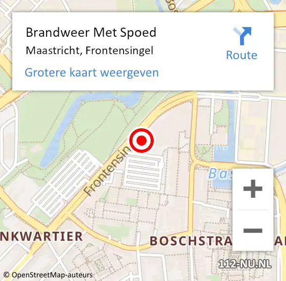 Locatie op kaart van de 112 melding: Brandweer Met Spoed Naar Maastricht, Frontensingel op 14 mei 2023 11:58