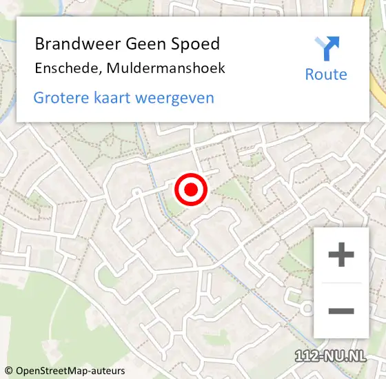 Locatie op kaart van de 112 melding: Brandweer Geen Spoed Naar Enschede, Muldermanshoek op 14 mei 2023 12:08