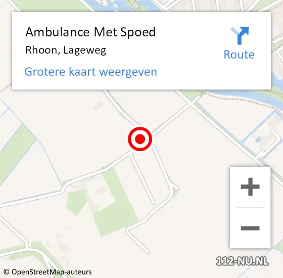 Locatie op kaart van de 112 melding: Ambulance Met Spoed Naar Rhoon, Lageweg op 14 mei 2023 12:23