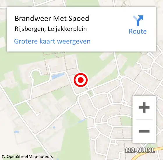 Locatie op kaart van de 112 melding: Brandweer Met Spoed Naar Rijsbergen, Leijakkerplein op 14 mei 2023 12:30