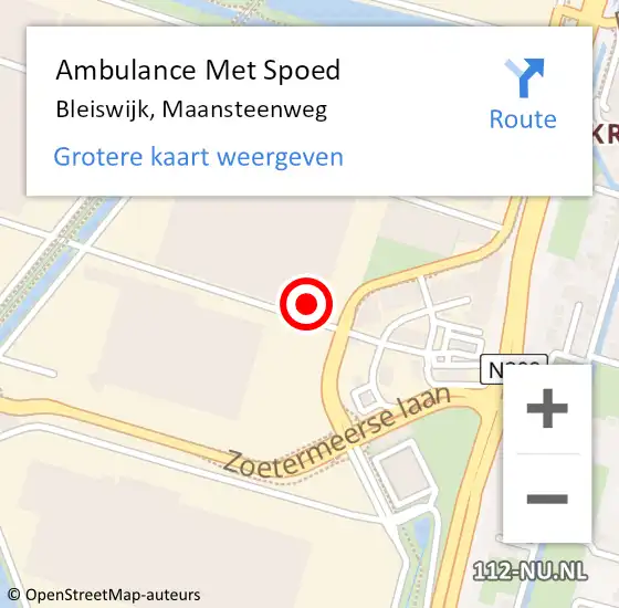 Locatie op kaart van de 112 melding: Ambulance Met Spoed Naar Bleiswijk, Maansteenweg op 14 mei 2023 12:32