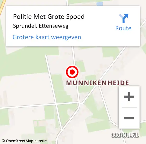 Locatie op kaart van de 112 melding: Politie Met Grote Spoed Naar Sprundel, Ettenseweg op 14 mei 2023 12:41