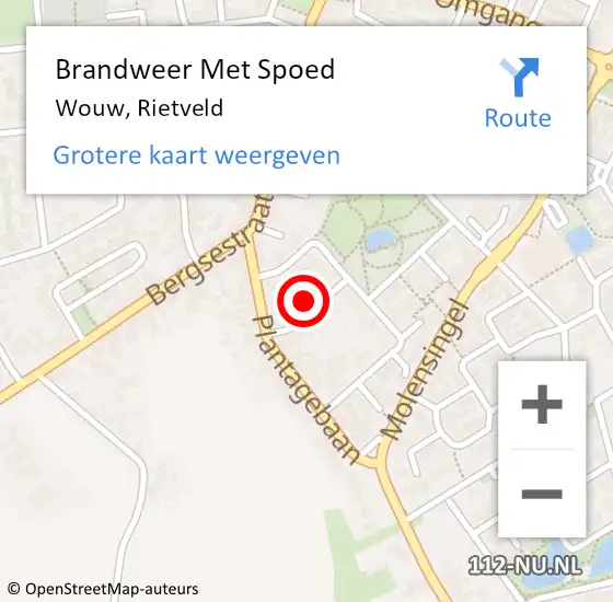 Locatie op kaart van de 112 melding: Brandweer Met Spoed Naar Wouw, Rietveld op 14 mei 2023 12:45