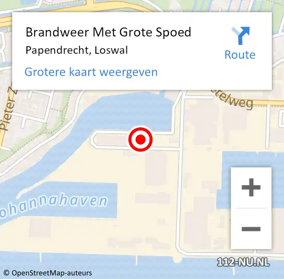 Locatie op kaart van de 112 melding: Brandweer Met Grote Spoed Naar Papendrecht, Loswal op 14 mei 2023 13:16