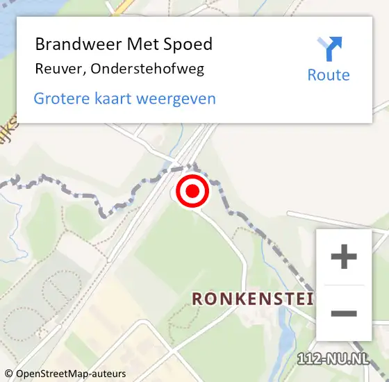 Locatie op kaart van de 112 melding: Brandweer Met Spoed Naar Reuver, Onderstehofweg op 14 mei 2023 13:18